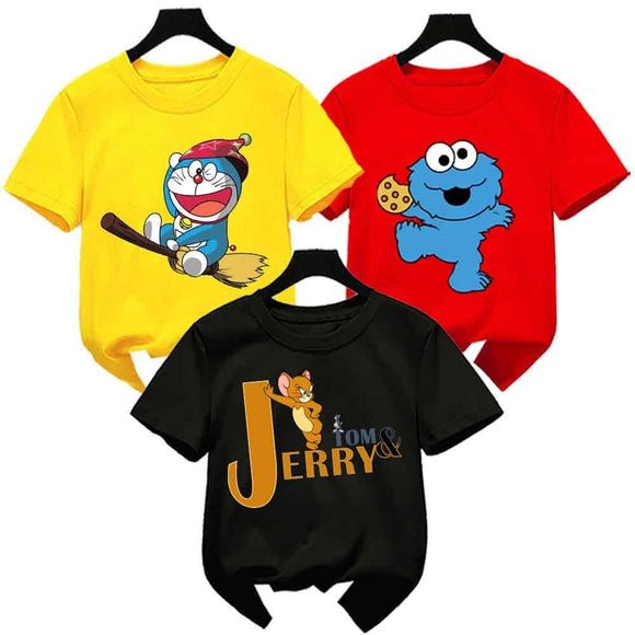 Pack Of 3 Printed T-shirts For Kids Yellow Red Black Jerry