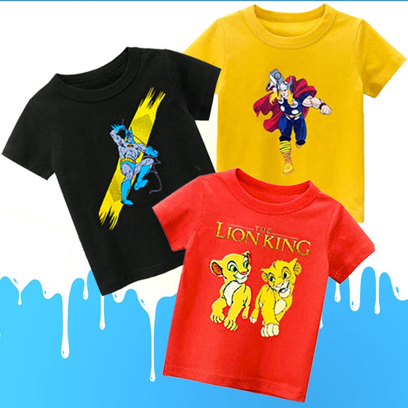 Pack Of 3 Printed T-shirts For Kids Yellow Red Lion Black